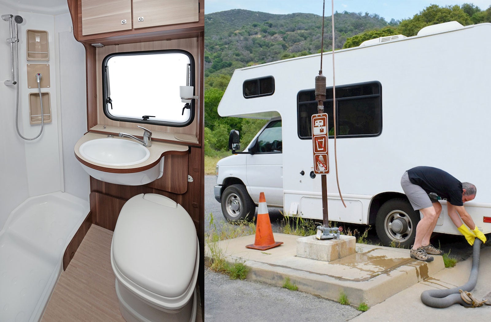 Portable RV/camper toilet and holding tank setup in Newberg, Oregon