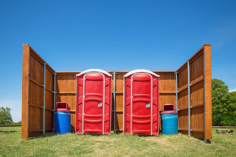 Short-term porta potty units staged for delivery in Newberg, Oregon